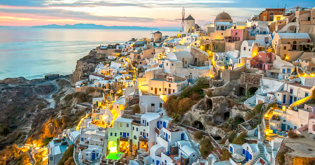 Santorini Greece arial view
